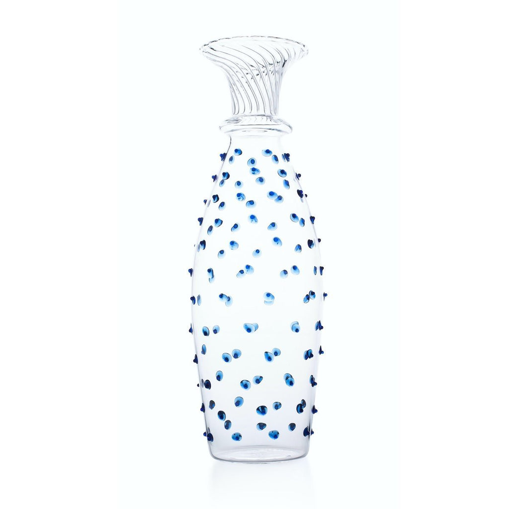 Issy Granger Blue Spotty Glass Carafe, Glass Jug  Edit alt text