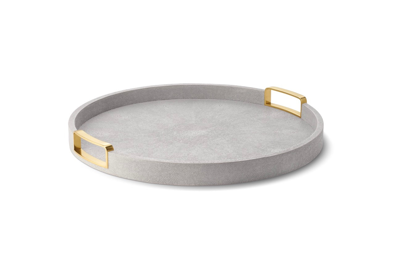 Carina Shagreen Large Round Tray in Dove