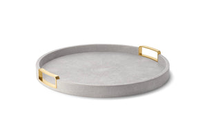 Carina Shagreen Large Round Tray in Dove