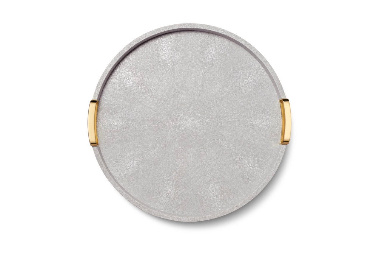 Carina Shagreen Large Round Tray in Dove