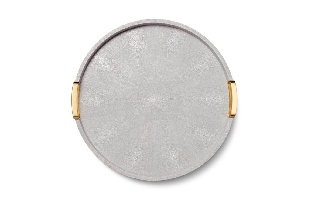Carina Shagreen Large Round Tray in Dove