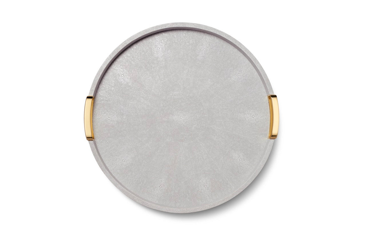 Carina Shagreen Large Round Tray in Dove