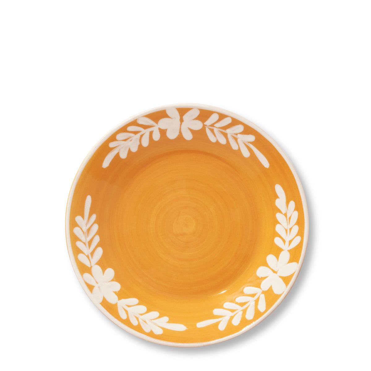 Dessert Plate With White Floral Trim in Marigold