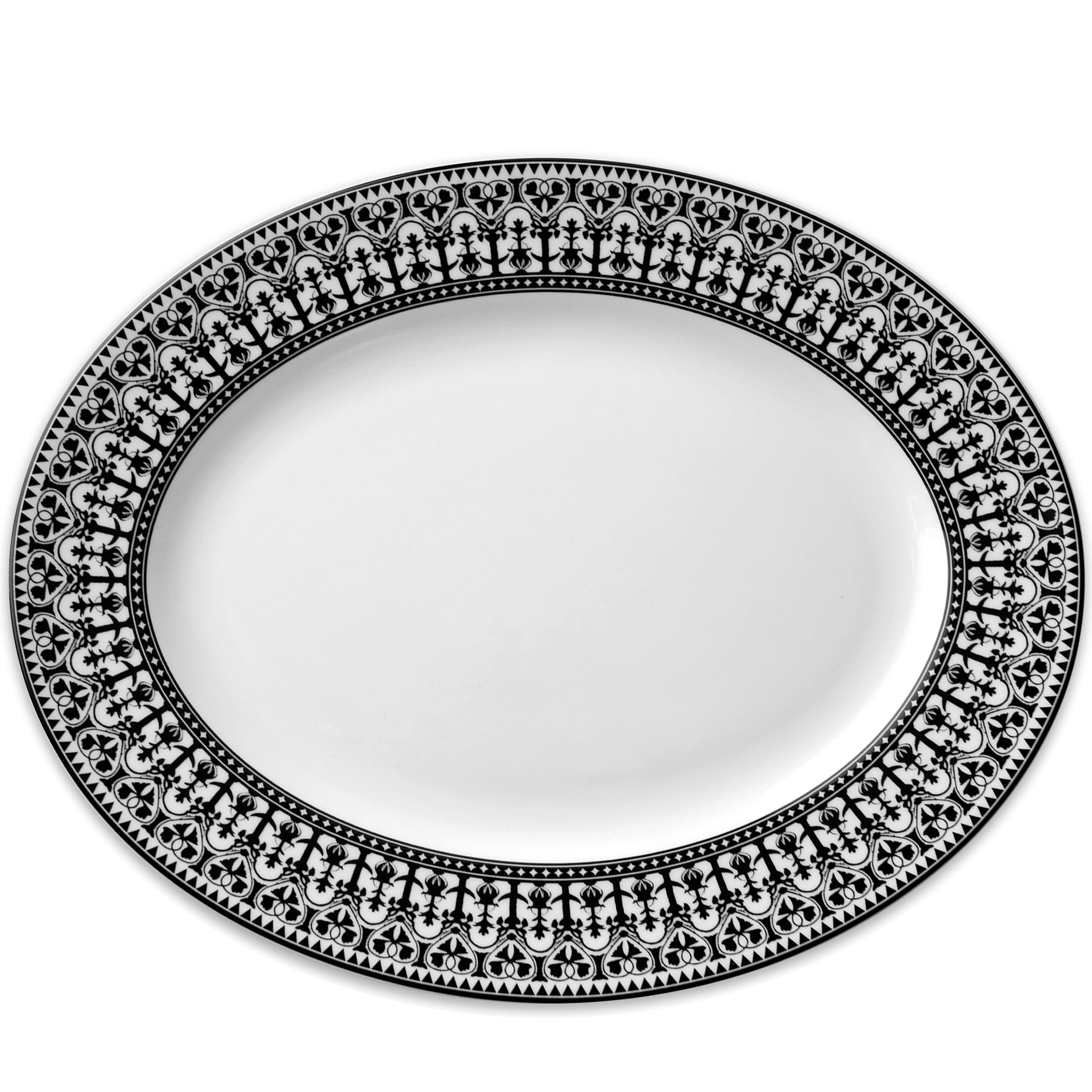 Casablanca Black Large Oval Rimmed Platter - Caskata