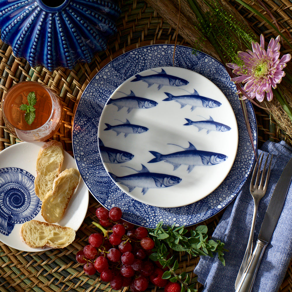 School of Fish Blue Coupe Salad Plate - Caskata