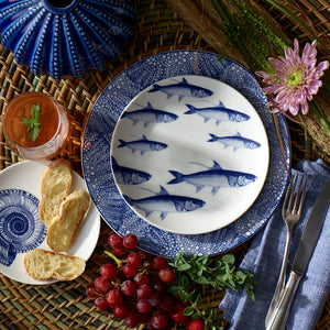 School of Fish Blue Coupe Salad Plate - Caskata