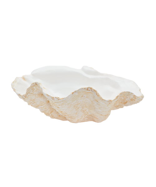 CLASSIC GIANT CERAMIC CLAM SHELL IN NATURAL WHITE