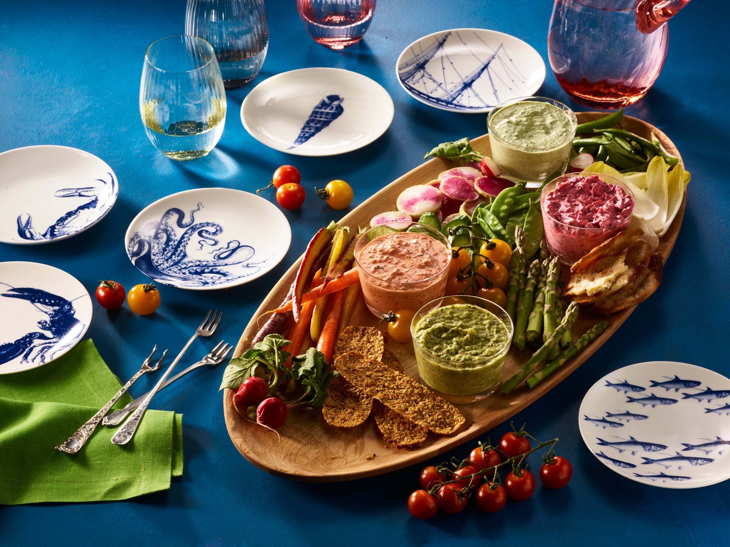 Blue Lucy Canape Plates Boxed, Set of 4
