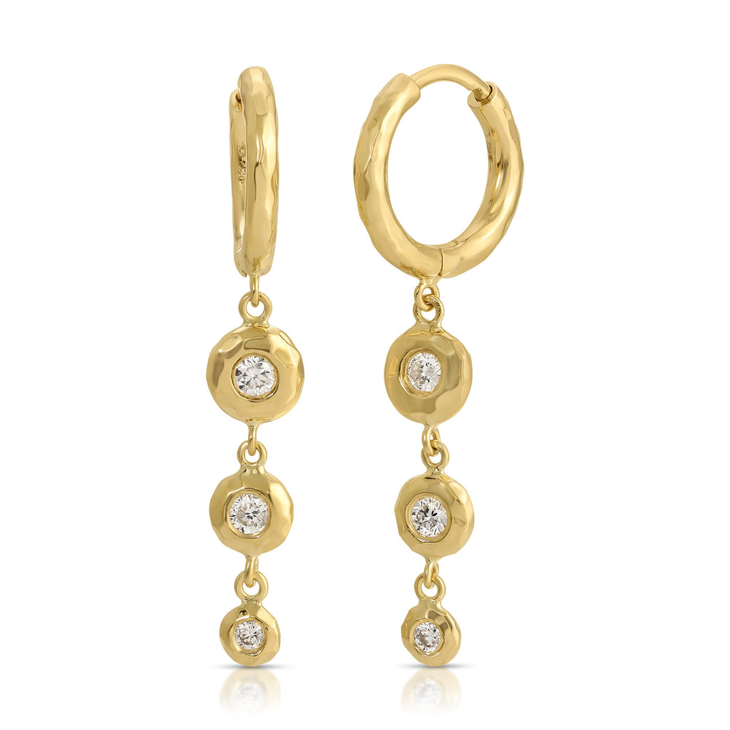 Charmed Micro Gabby Hoops in Tiered Diamond Nesting Gem Drops in Three