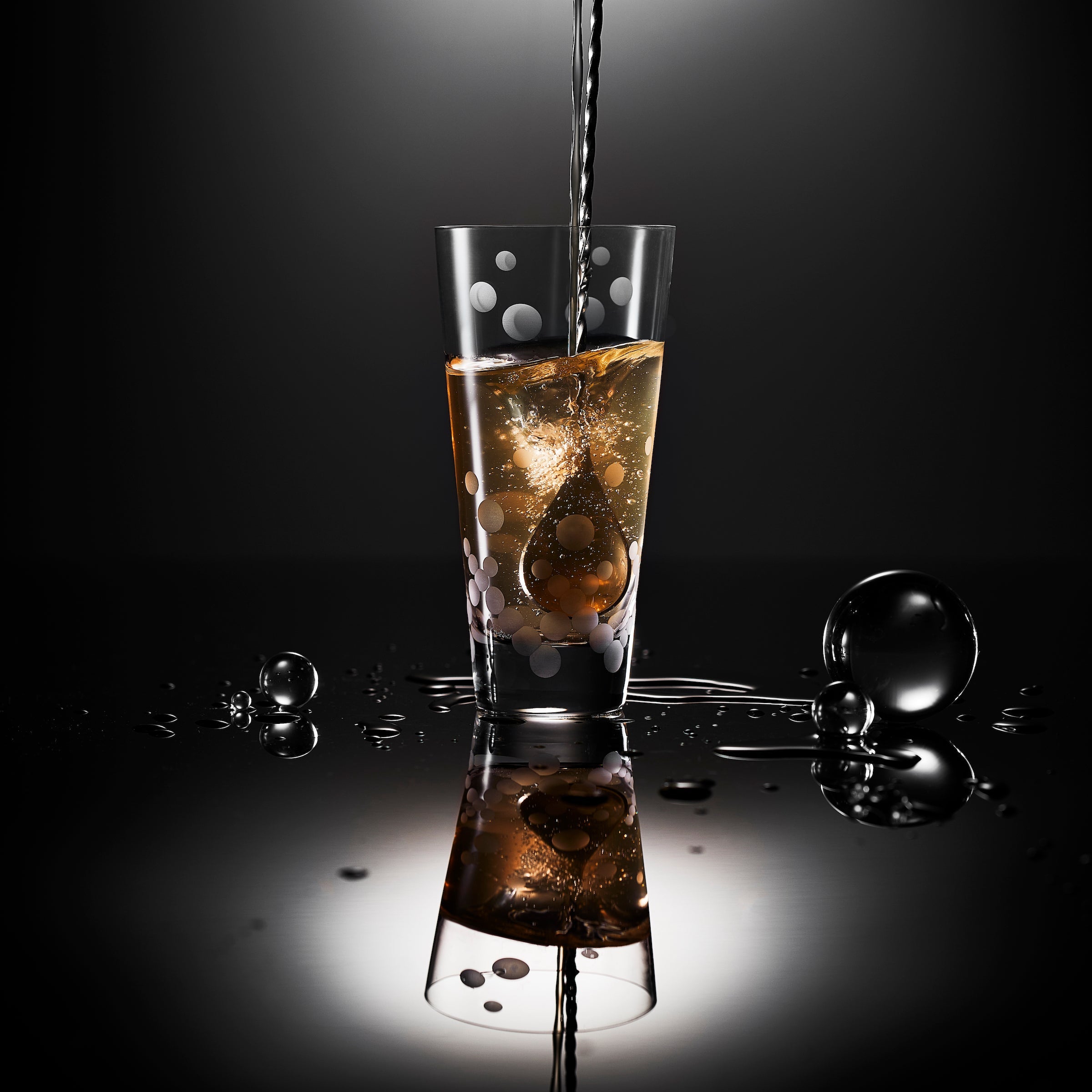 Chatham Pop highball, etched dot pattern in lead-free crystal tall glass by Caskata.