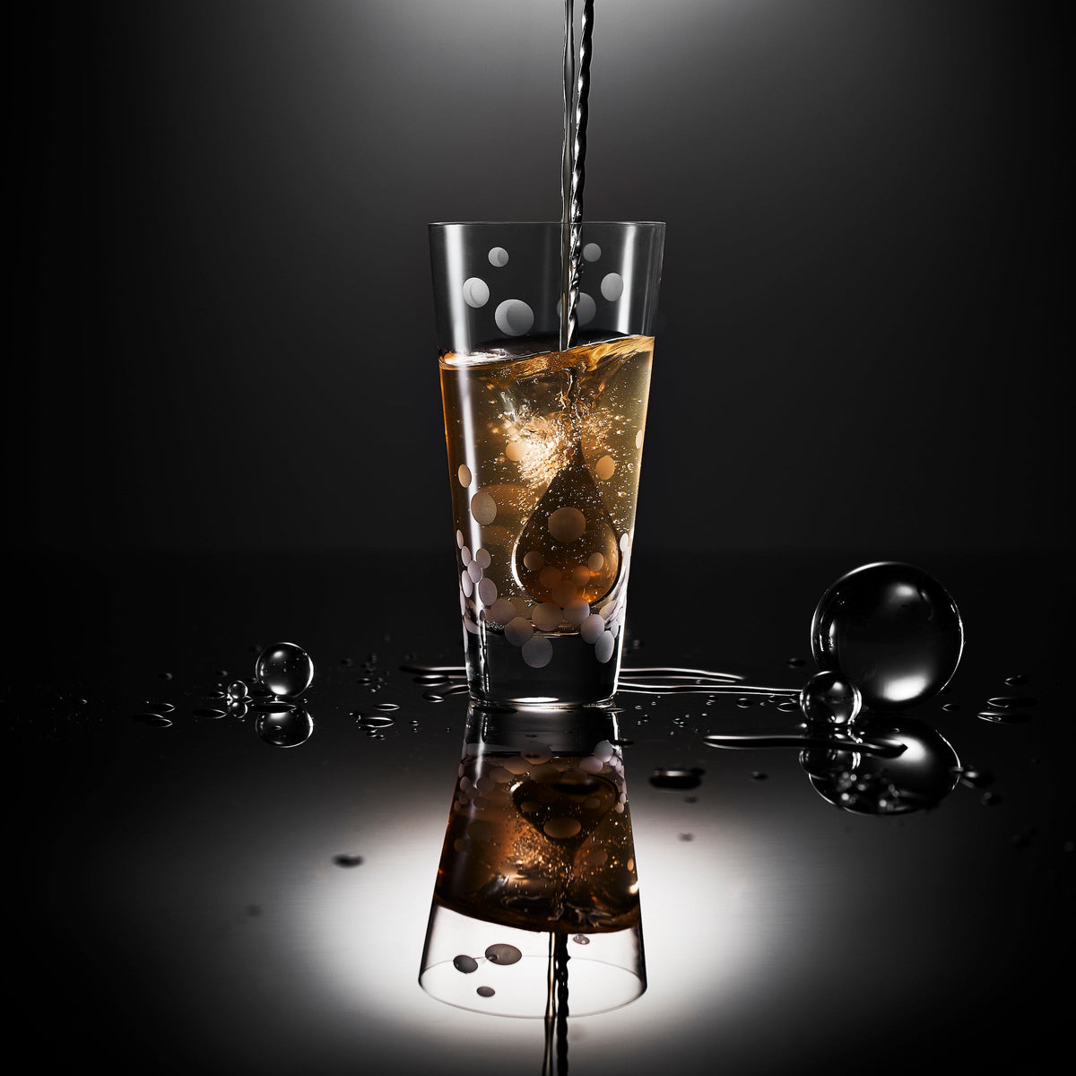 Chatham Pop highball, etched dot pattern in lead-free crystal tall glass by Caskata.