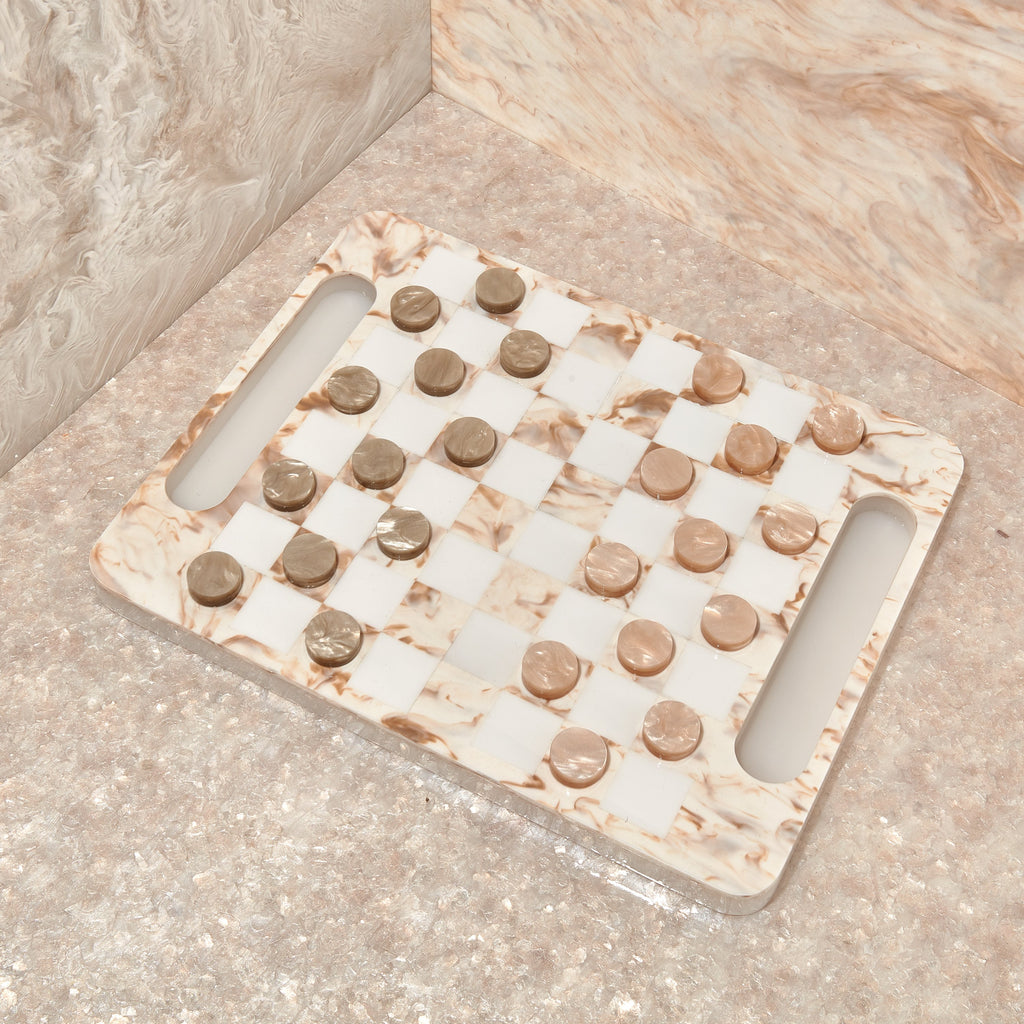 Checkers in Burnt Agate Marble