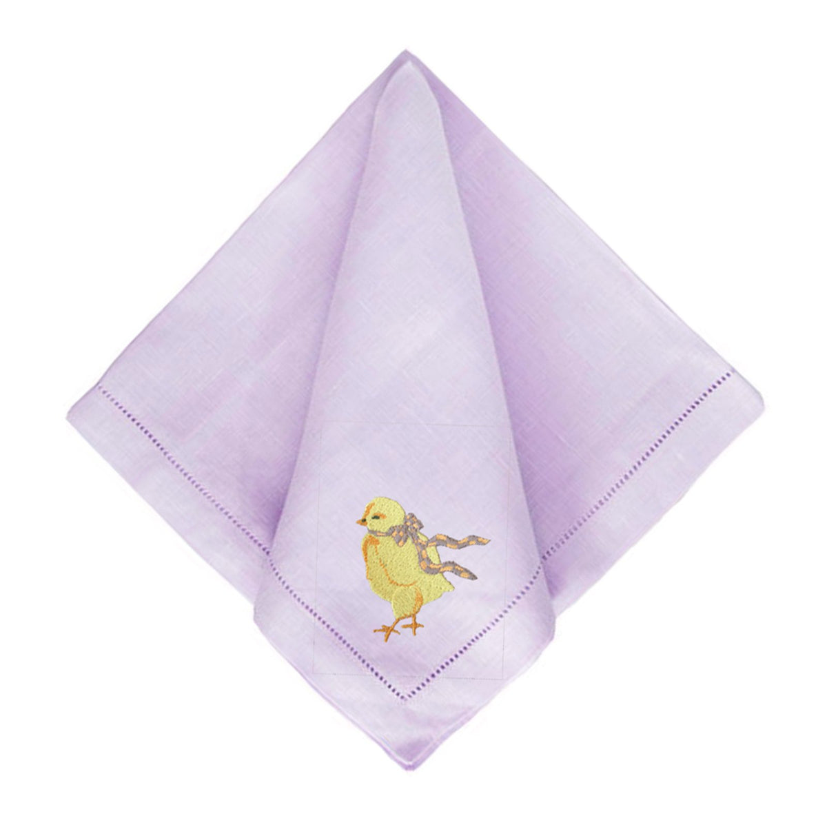 Little Bow Chick Dinner Napkin in Purple/Peach Checker Bow