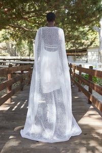 Christiana Cape with Pearl and Sequin Embroidery
