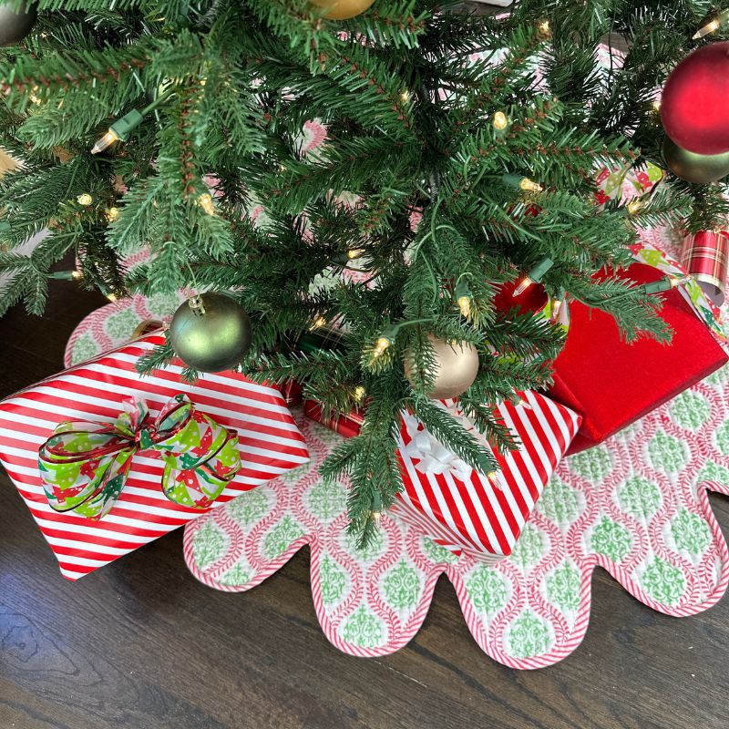 Quilted hand block printed Christmas Tree Skirt