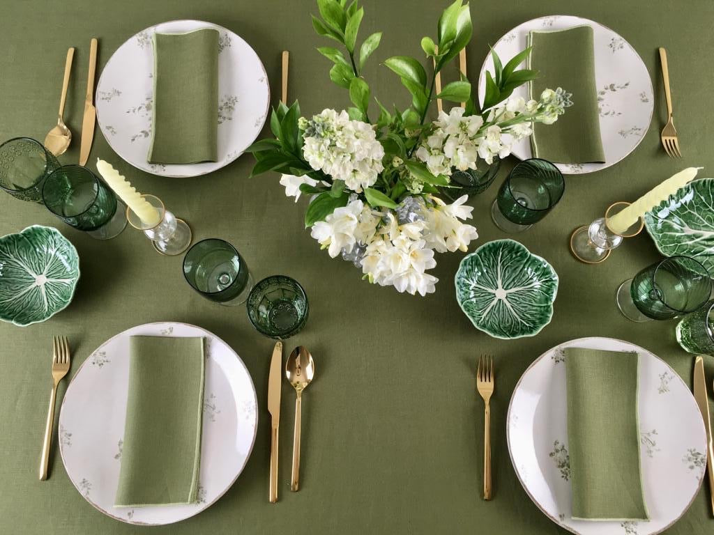 Cimen Napkin with Green Small Trim, Set of 4