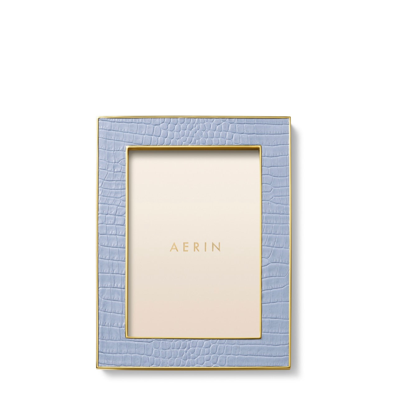 Classic Croc Leather Frame, Hydrangea Blue 5 x 7