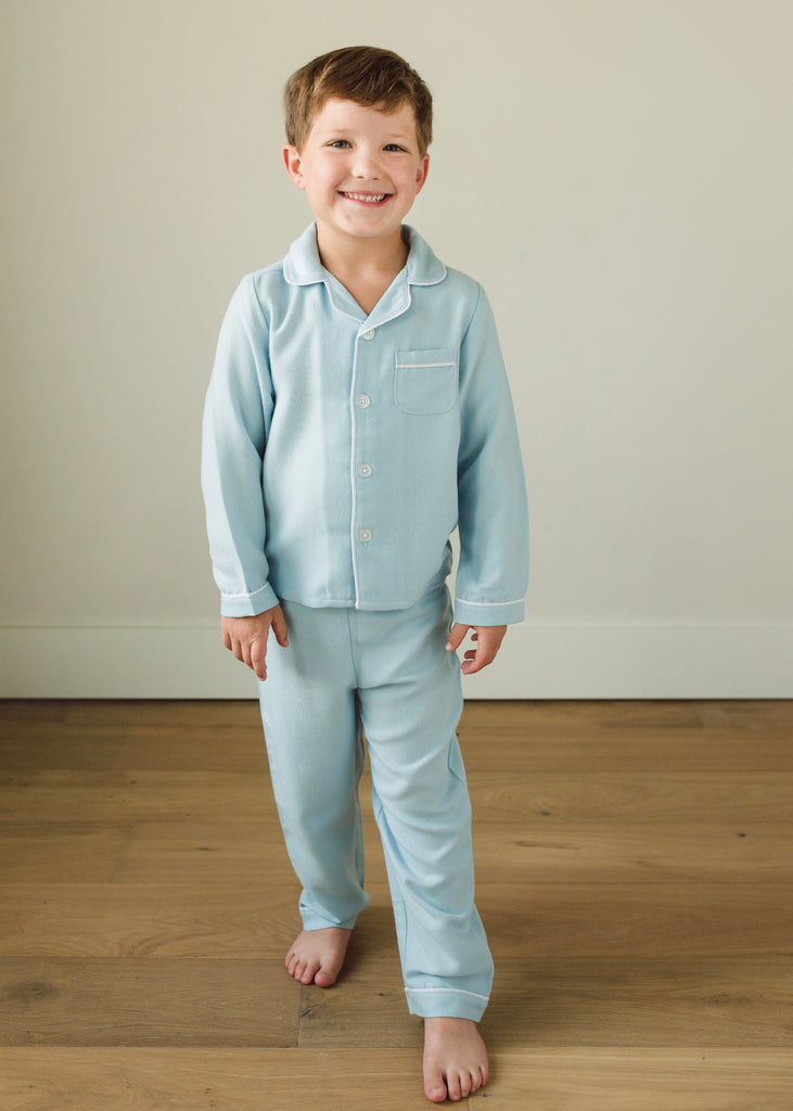 Boy's Classic Blue Pajama Set Kid's Jammies Over The Moon