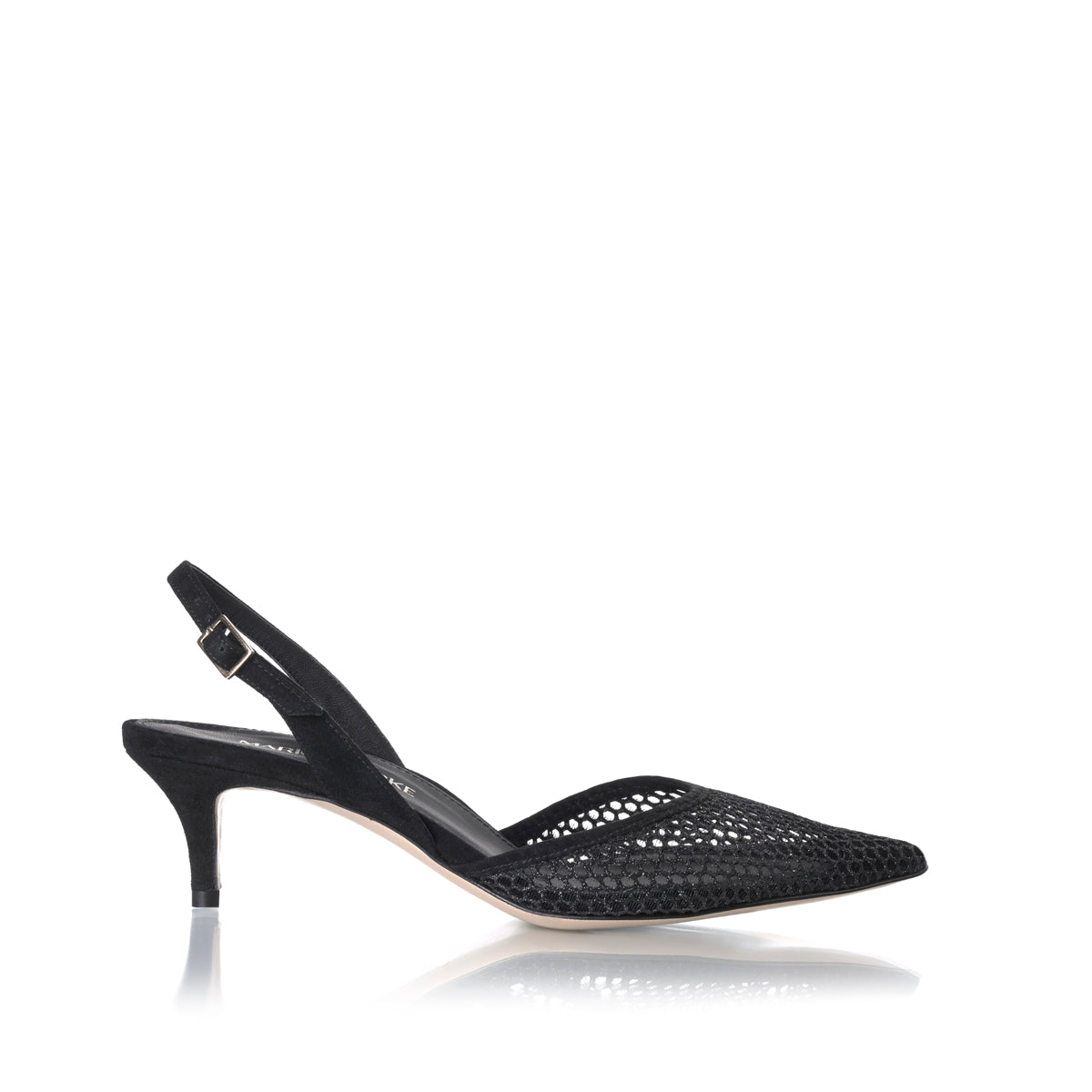 Classic Slingback 45 in Black Glitter Mesh