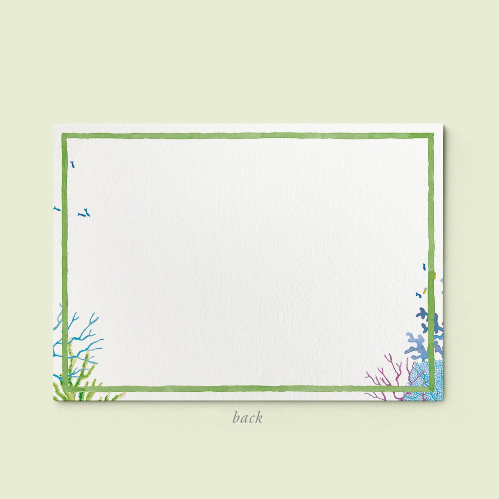 Blue Corals Stationery Cards, Personalized Set of 50