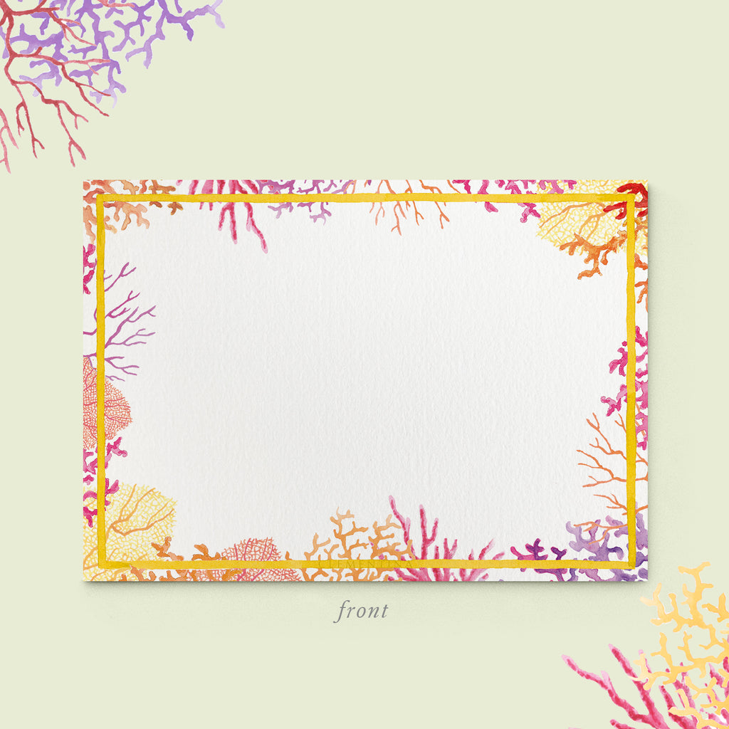 Orange Corals Stationery Cards, Personalized Set of 50