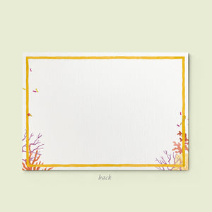 Orange Corals Stationery Cards, Personalized Set of 50