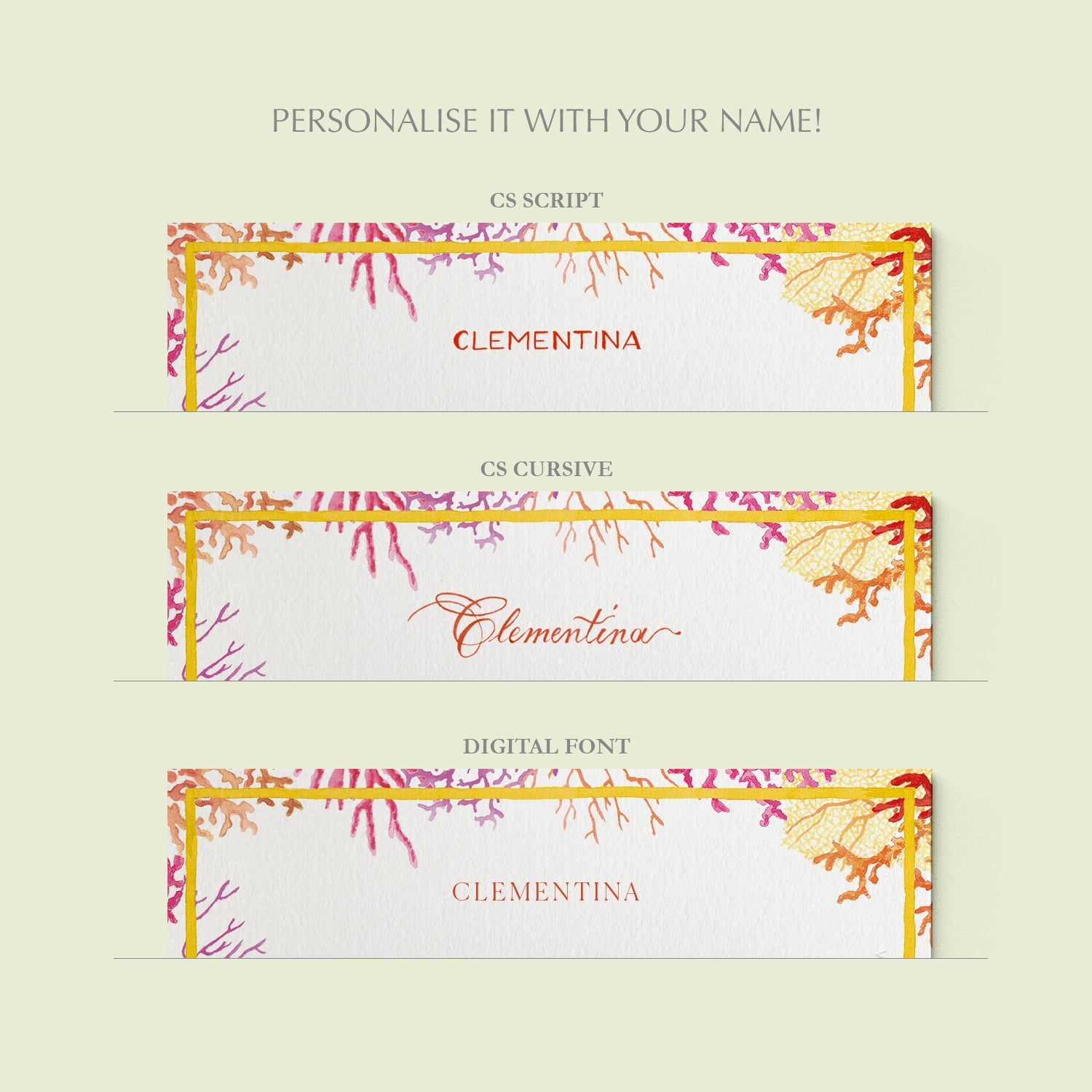 Orange Corals Stationery Cards, Personalized Set of 50