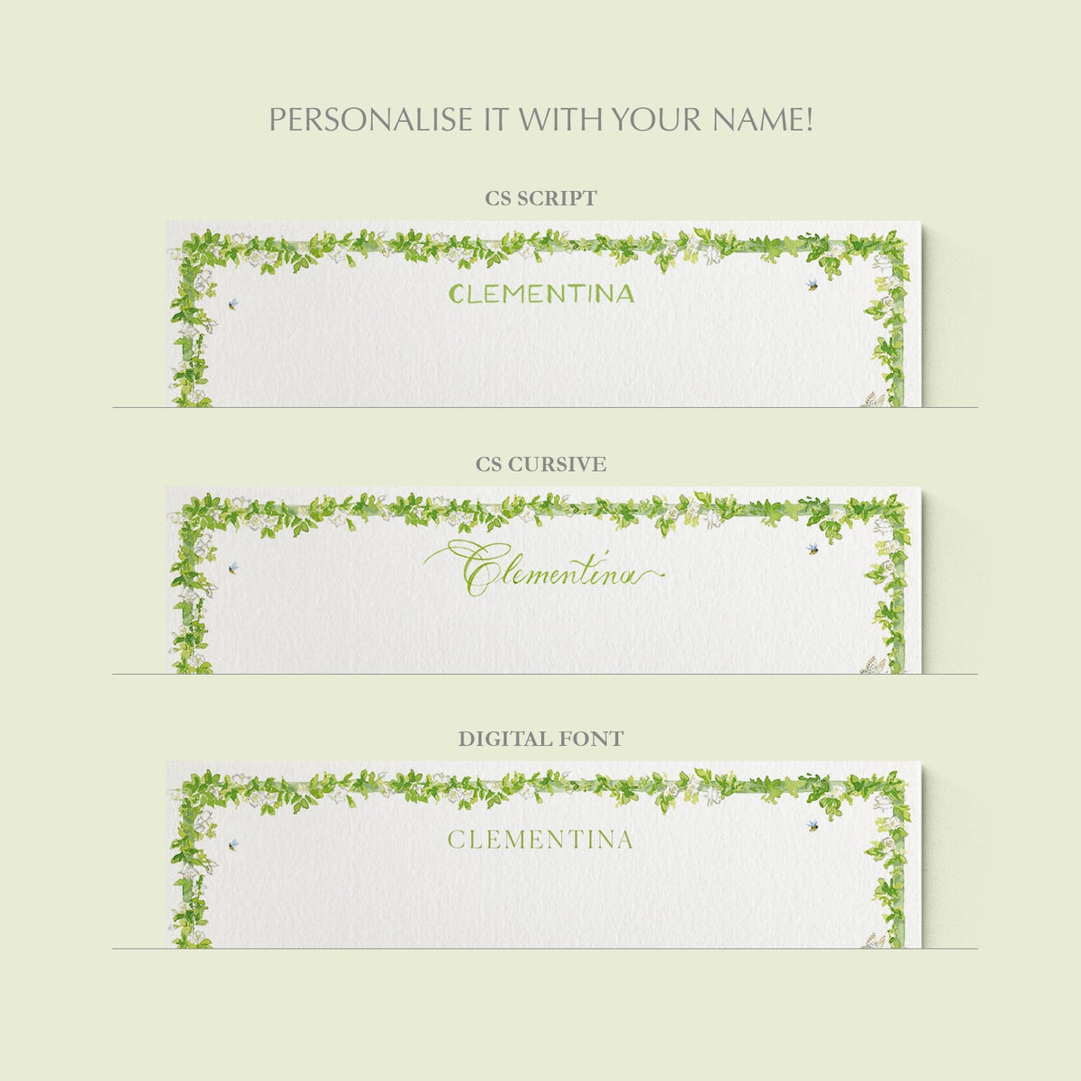Enchanted Garden Stationery Cards, Personalized Set of 50