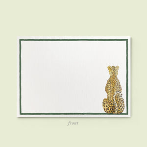 Leopard Stationery Cards, Personalized Set of 50