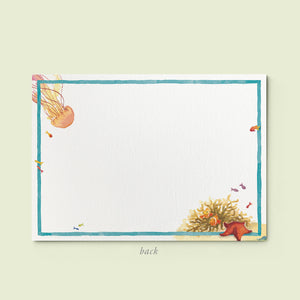 Under The Sea Stationery Cards, Personalized Set of 50