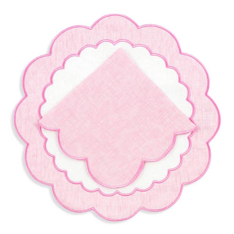Made-to-Order Colette Linen Placemat and Napkin, Set of 12 in Pink