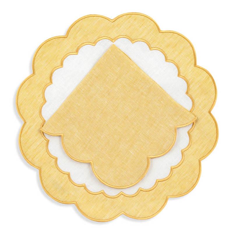 Colette Linen Placemats and Napkins, Set of 12 in Yellow