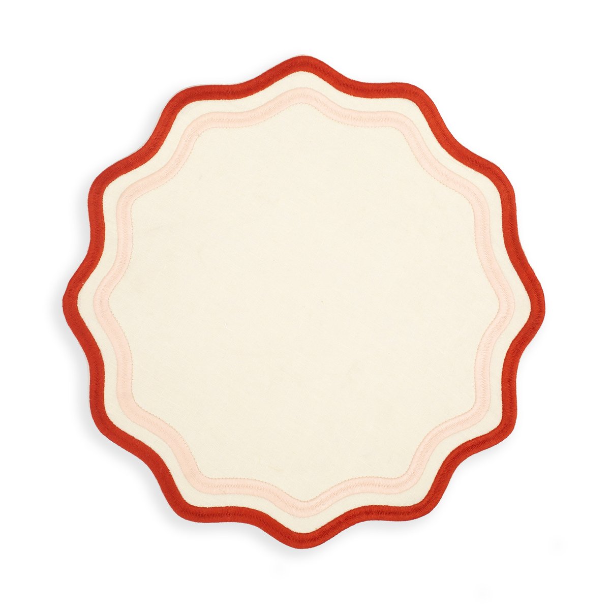 Colorblock Embroidered Placemats (Pink/Rust)