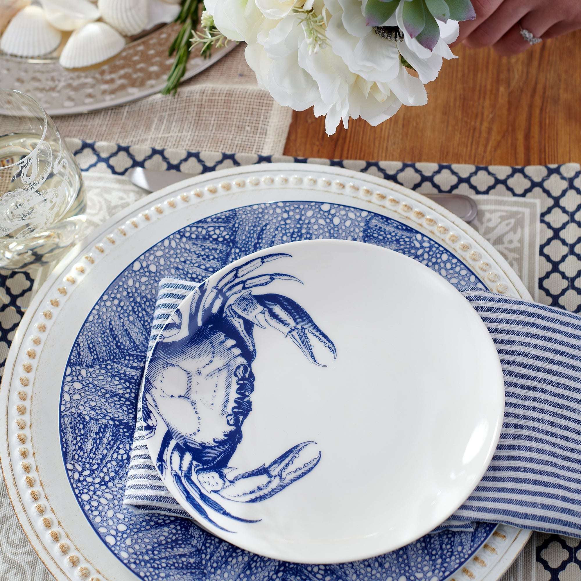 Crabs Blue Canapé Plates Boxed Set/4 - Caskata