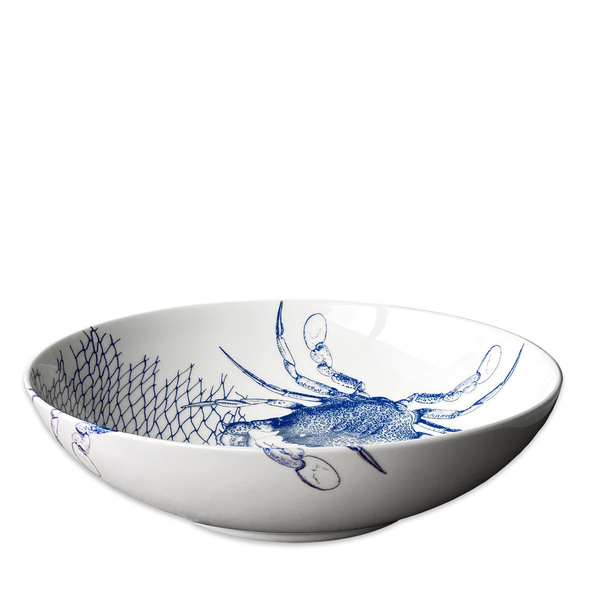 Crabs Blue Wide Serving Bowl - Caskata