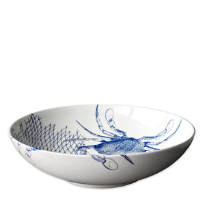 Crabs Blue Wide Serving Bowl - Caskata