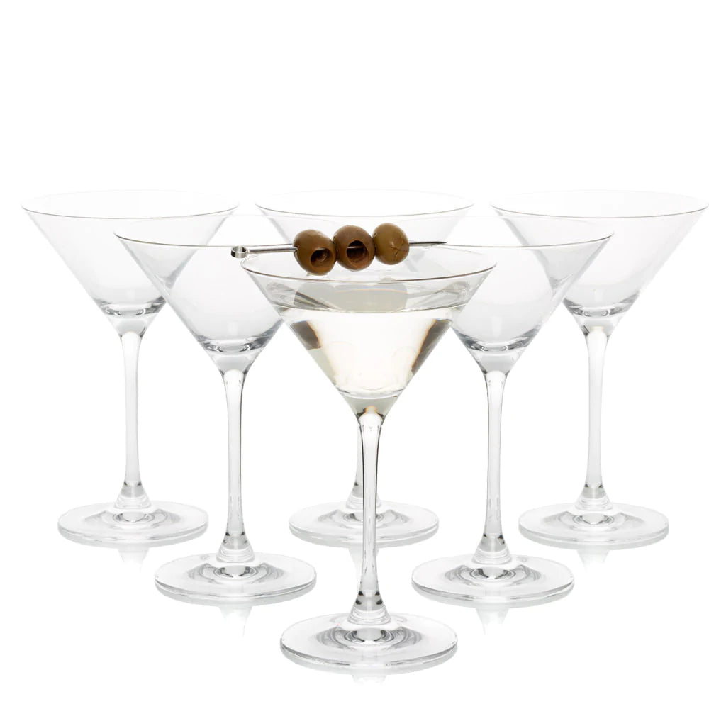 Crystal Martini Stem Glasses, Set of 6