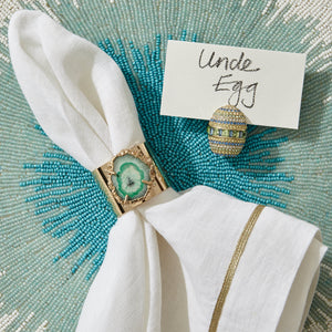 Crystal Quartz Napkin Rings in Seafoam, Set of Two