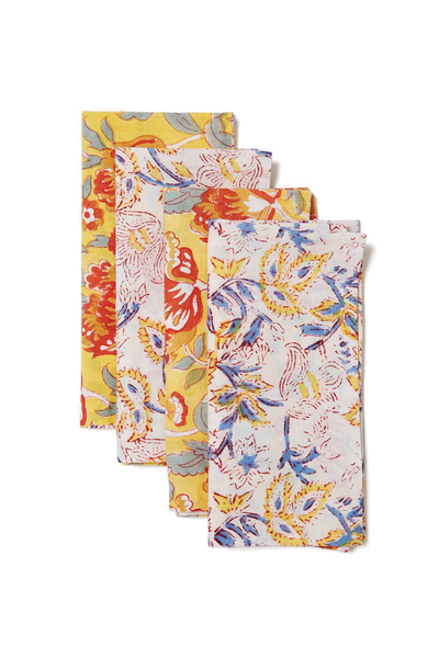 Tangerine Reversible Block Print Napkin Set