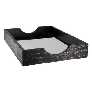 Letter Tray in Crocodile Embossed Leather