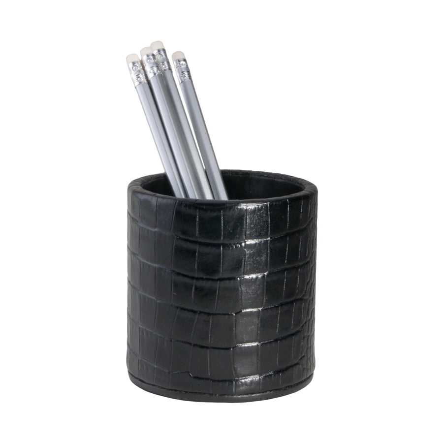 Pencil Cup in Crocodile Embossed Leather