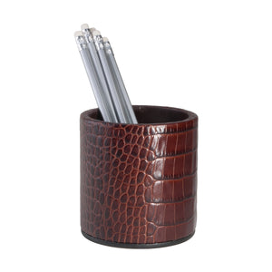 Pencil Cup in Crocodile Embossed Leather