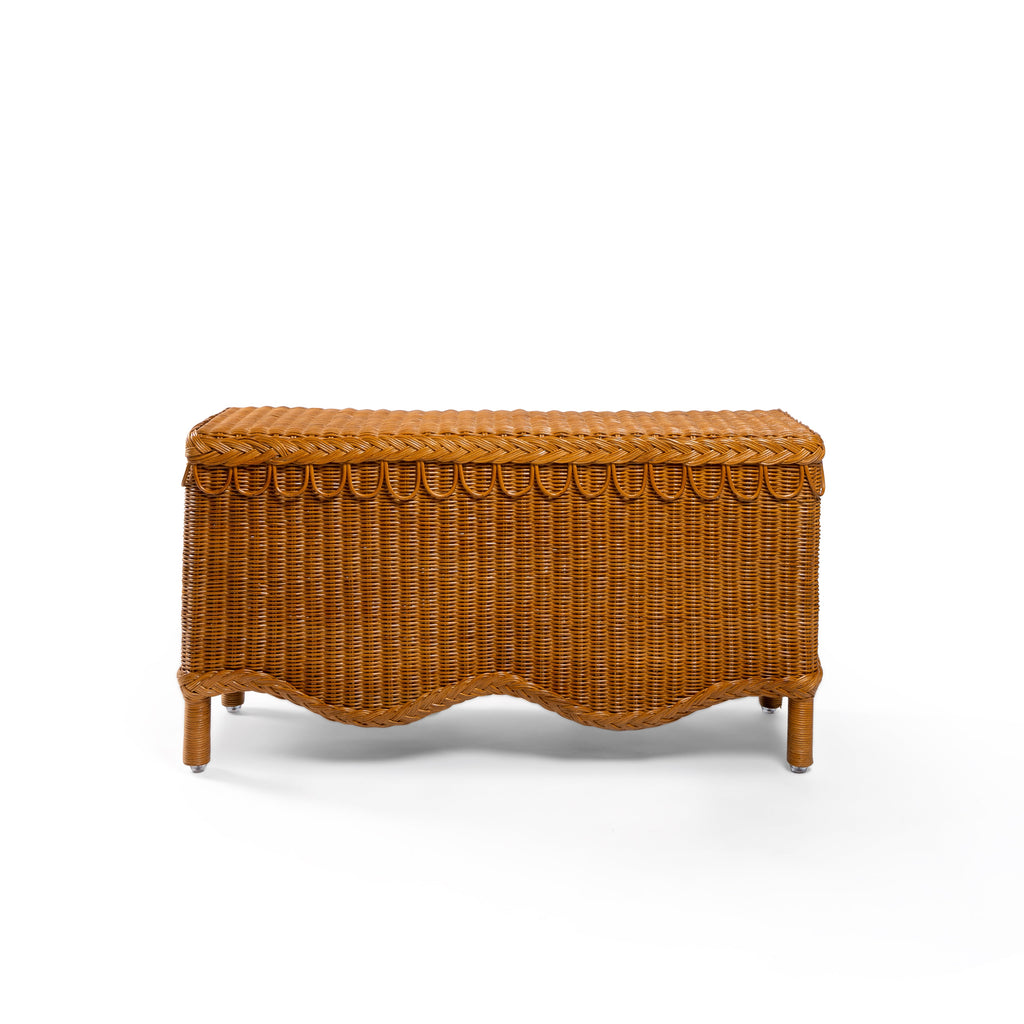 Front Photo of Sharland's England Bunny bench, hand-crafted from 100% natural rattan