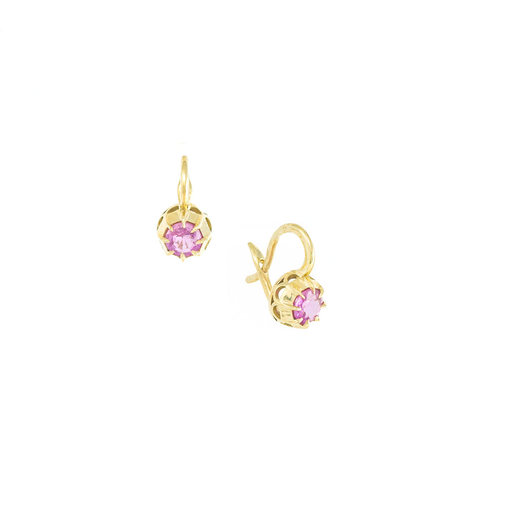 Pink Sapphire Single Stone Drop Earrings
