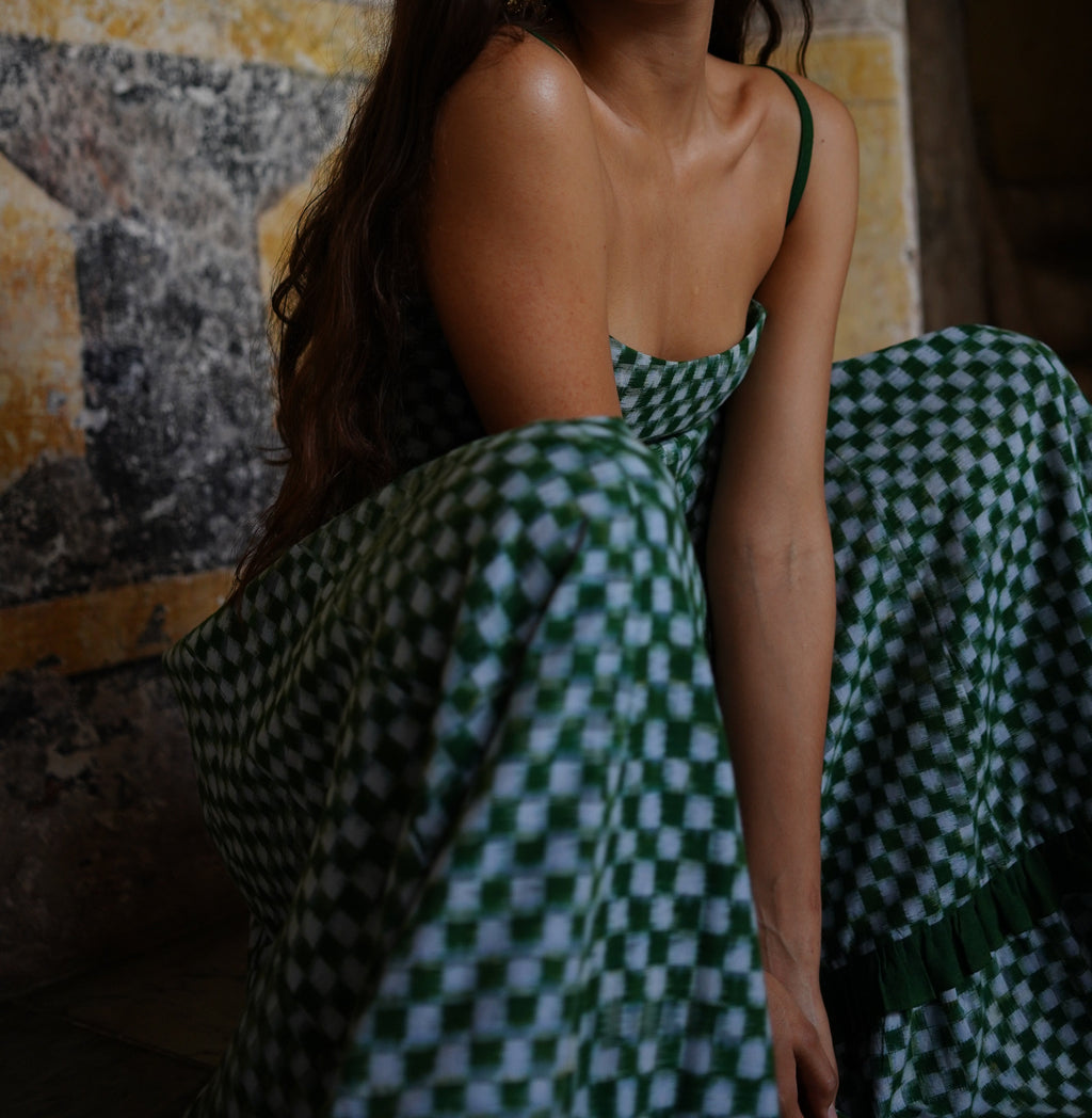 Checkmate Dress in Green S Checkmate Dress in Green S