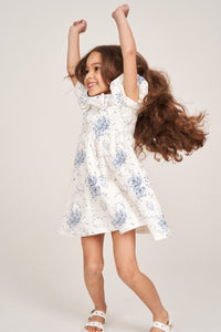 The Kylie Girl Dress in Blue Heirloom Floral
