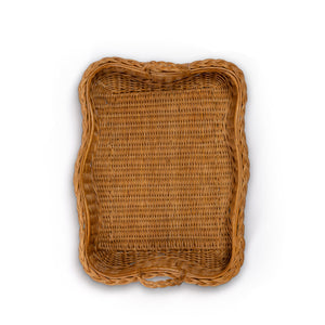 Top Photo of Sharland-England's Hadley tray Hand-crafted from 100% natural rattan, featuring fixed handles and a beautifully braided, scalloped edge