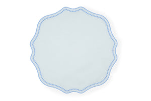 Blue Dotted White Linen Placemat, Set of 4