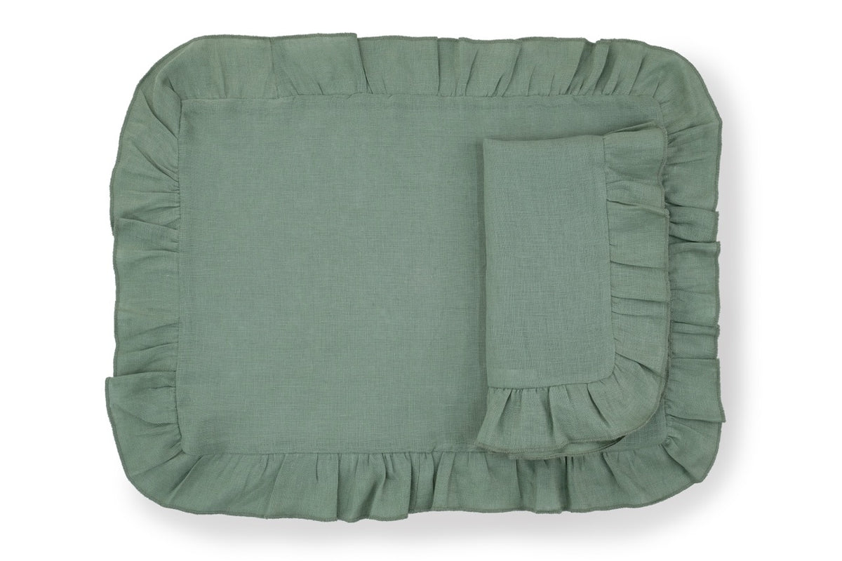 Ruffles Sea Sonen Napkin and Placemat, Set of 2