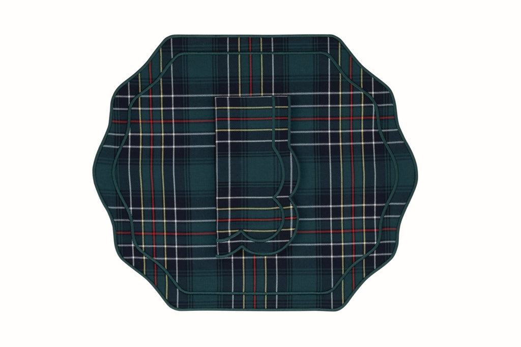 Stucco Green Tartan Napkin and Placemat, Set of 2